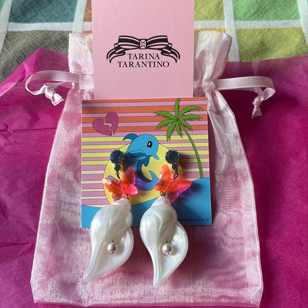 Tarina Tarantino I'm Sorry Pearl In Shell Earrings Nwt